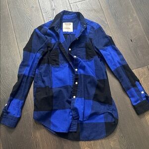 Mossimo Supply Co. Blue and Black Plaid Shirt